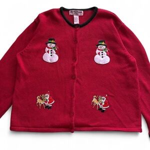 vintage cottagecore grandma christmas cardigan sweater size large